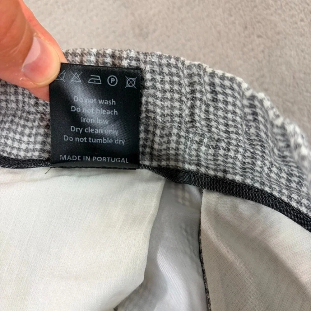 TODD SNYDER Straight Fit 100% Linen Beach Pants Grey Houndstooth Men Medium $395